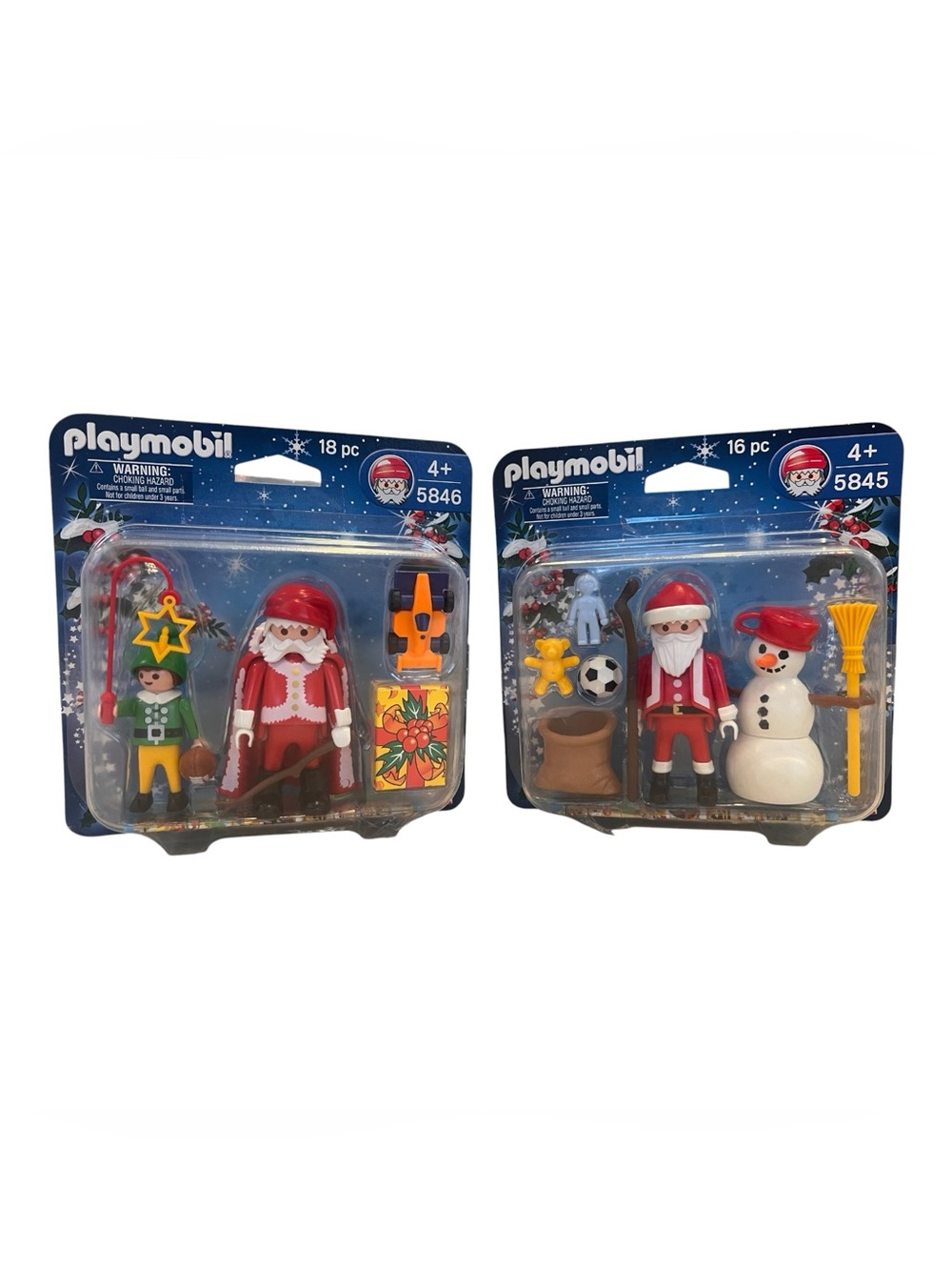 Playmobil Christmas Holiday Sets Lot 5846 & 5845 Santa Elf Snowman stocking gift